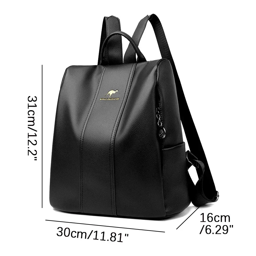 Fashion Backpack Leather Shoulder Bag Simple Handbag Anti-theft Multi-functional Travel PU Soft Backpack Schoolbags Woman Girls