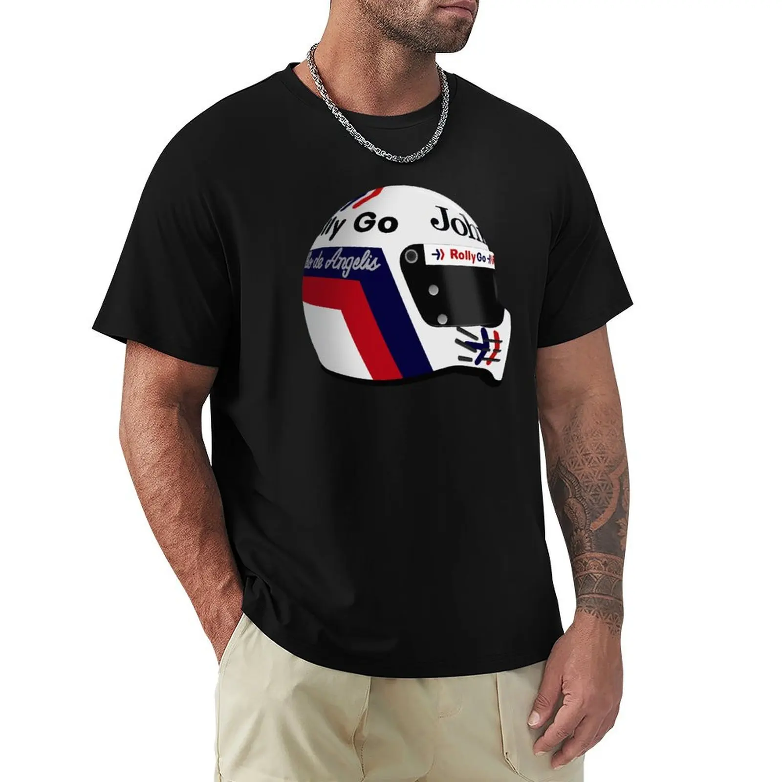 

Elio de Angelis - 1985 Helmet Right side T-Shirt croswit shirt man blanks blue lock big and tall t shirts for men