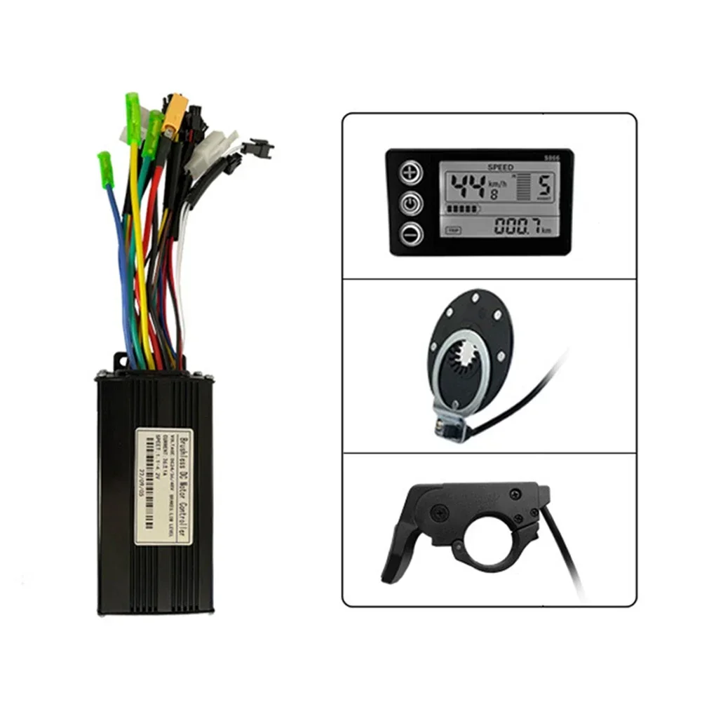 

Brand New Controller Kit E-Bike LCD Display Three-mode Thumb Throttle LCD-S866 PAS SM Plug 26A 500W/750W Black