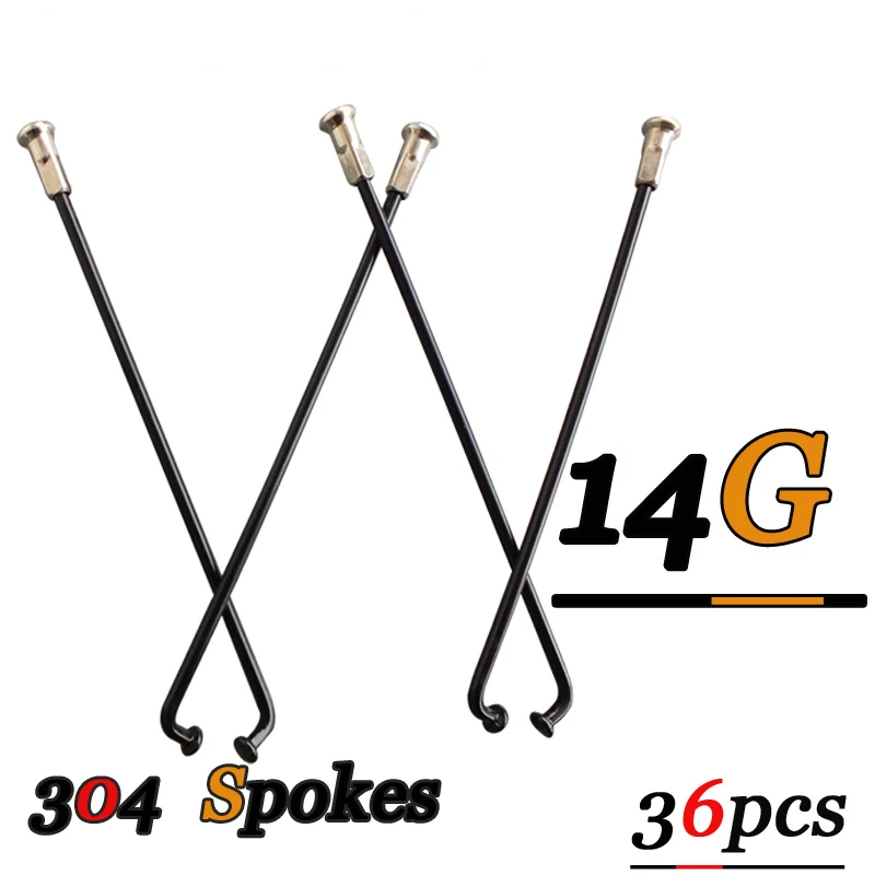 

DELT 36 шт. велосипедные спицы из нержавеющей стали 304, 14 г (2,0 мм) от 236 до 298 мм, велосипедные соски, торцевая крышка, дорожные горные детали