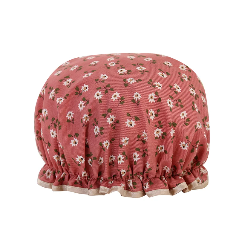 Double Shower Caps Waterproof Hair Caps Cartoon Printing Silk Shampoo Cap Pvcpe Shower Cap Bath Shower Cap Female Models