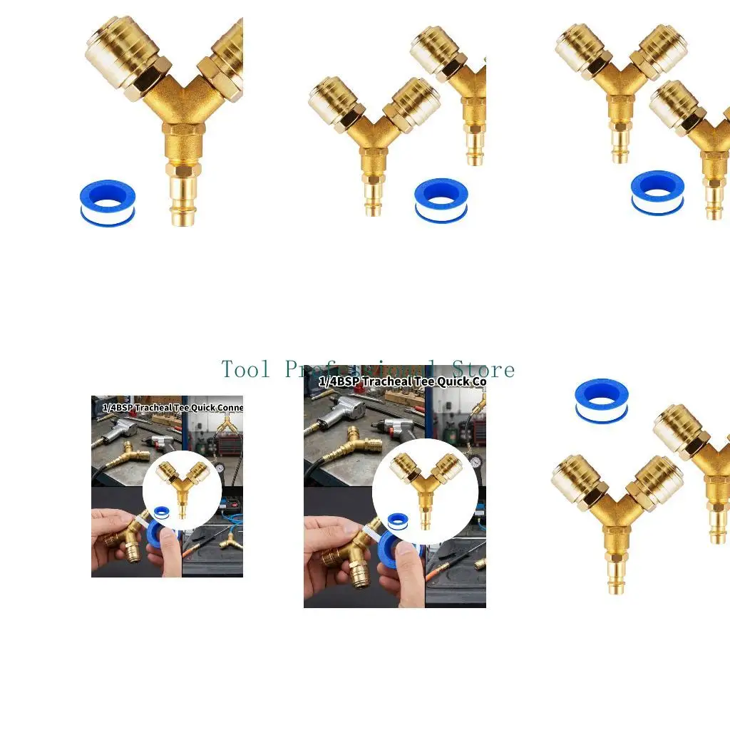 

57QF Compressed Air Distributors 1/4Inch Air Hose Quick Coupler Distributor Y Splitters Connectors Efficient Sealing