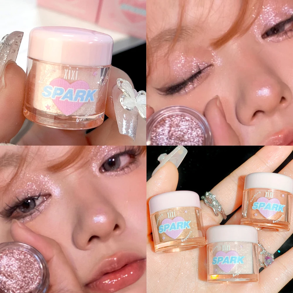 Flash Pink Pearl Text marker Puder Hochglanz Glitter loser Puder weiß Mondlicht Schimmer Puder Gesicht Körper Highlight Make-up