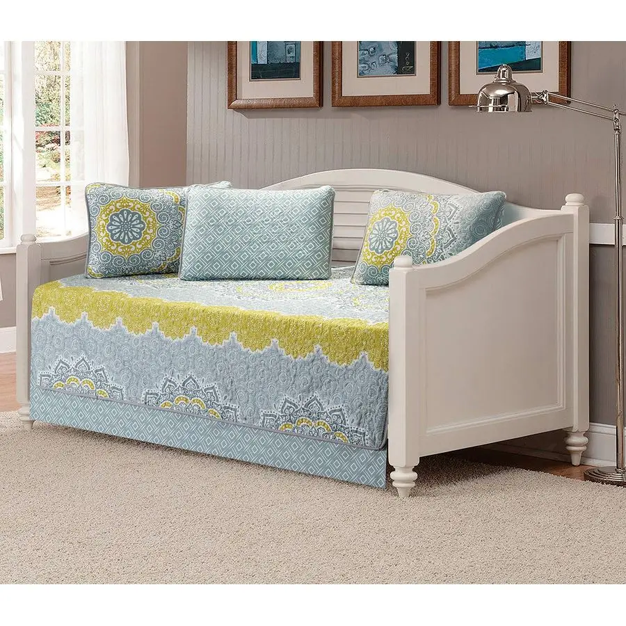 

Комплект из 5 предметов: стеганое покрывало для дивана-кровати, новое, желто-серое