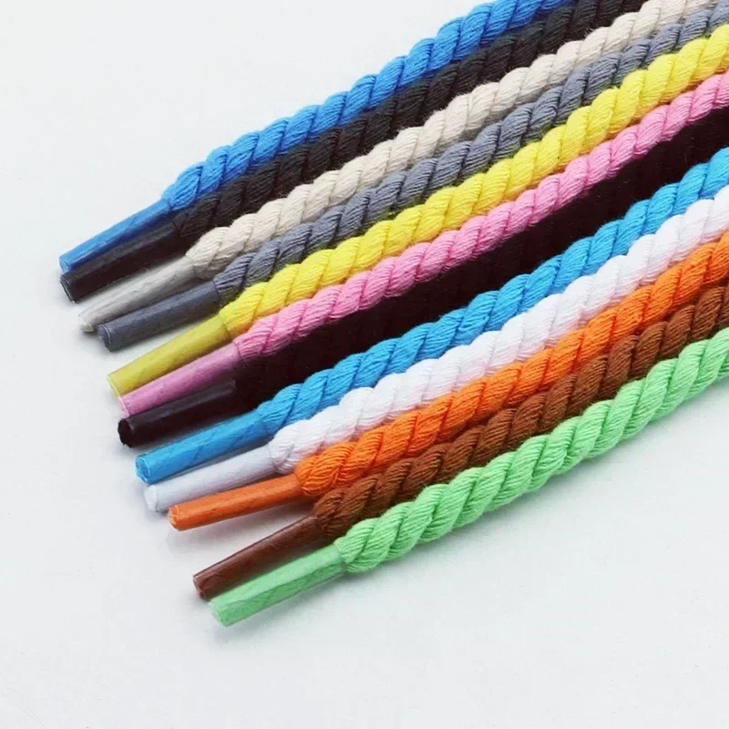 1Pair Rope Laces Sneakers Round Shoelaces 6mm Thicker Cotton Shoelace AF1/AJ1 Twisted Boots Shoe Laces for Shoes 120/140/160CM