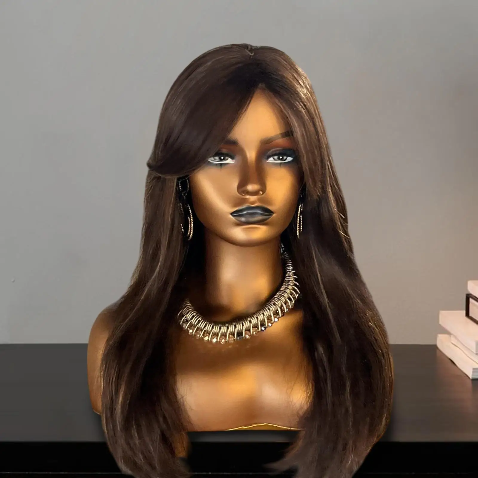 Female Mannequin Head,Wig Holder,Realistic Beauty Accessories,Displaying with Shoulders,Manikin Wig Display Stand for Jewelry