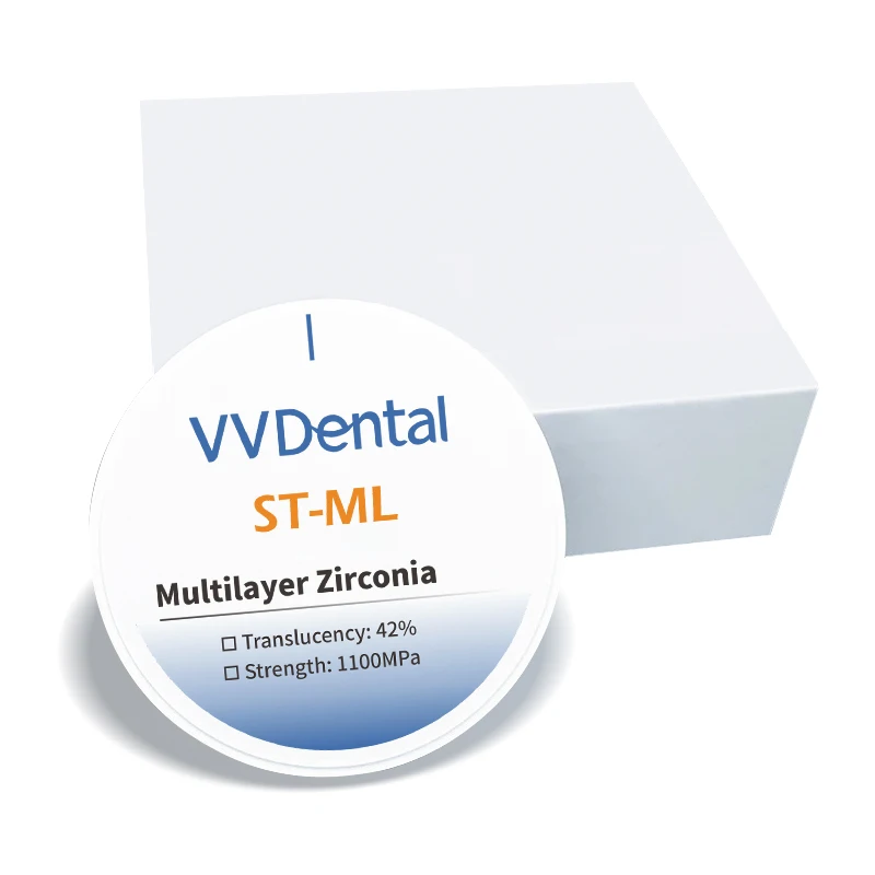 VVDental ST-ML 98 mm meerlaagse zirkonia-blokken A3 zirkonia restauratiemateriaal 5 lagen tandheelkundig laboratoriummateriaal
