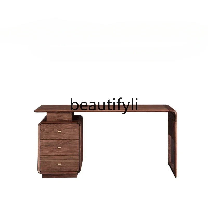 

North American black walnut desk All solid wood Nordic simple writing desk Desk with drawersQQ