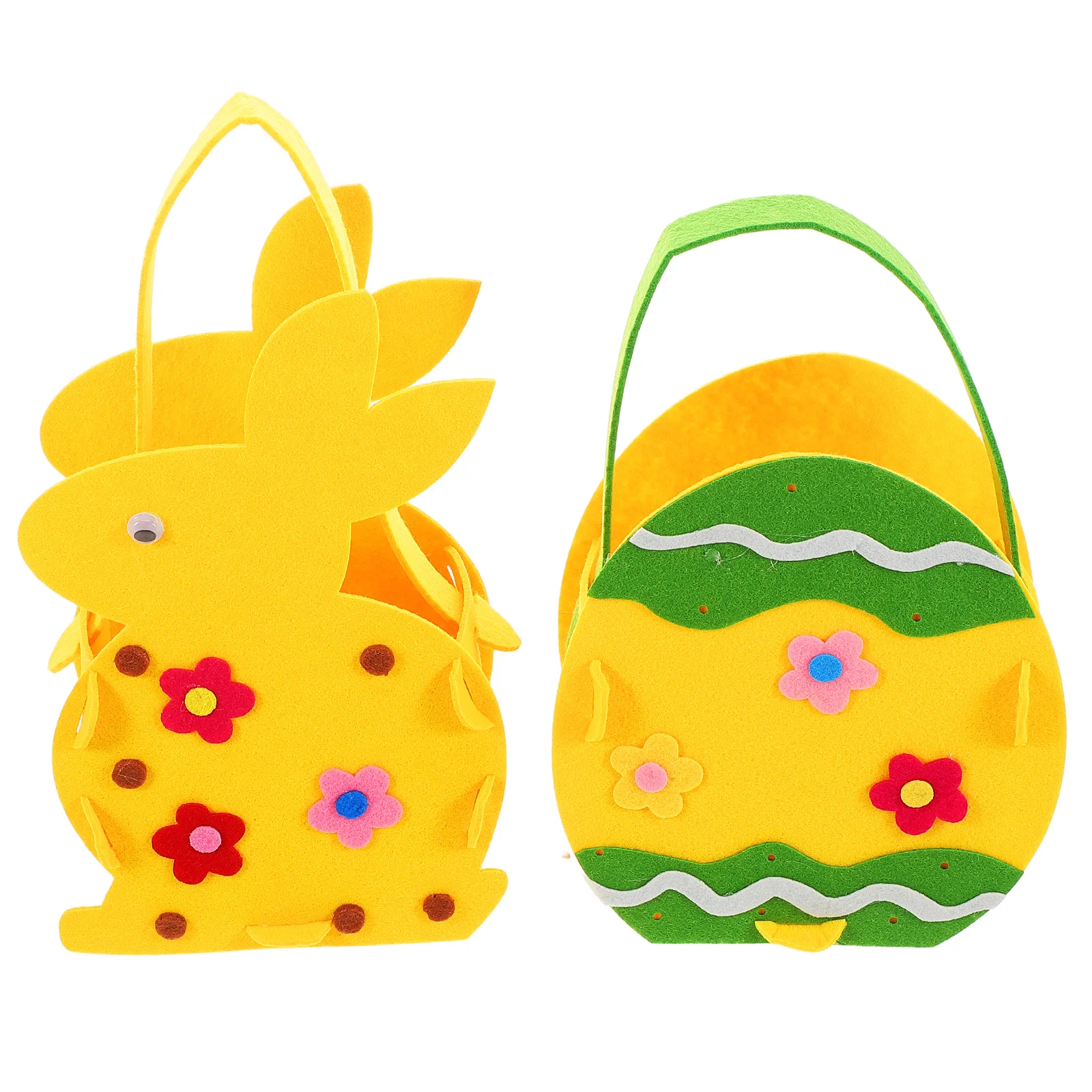 

2Pcs Easter Bunny Felt Baskets Soft Reusable Rabbit Tote Bags Easter Egg Candy Storage Party Treat Bags Felt Bunny Basket