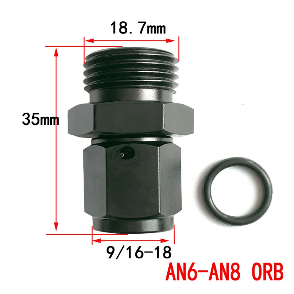 AN6 AN8 AN10 Female AN to Male ORB Swivel Fitting, O-Ring Boss Adapter, Black Aluminum Oil Cooler Braided Hose Connector