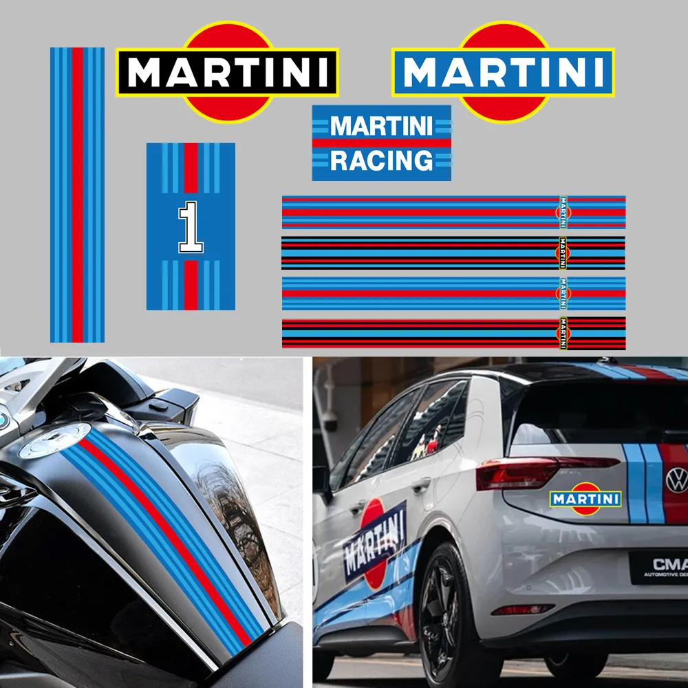 

Martinis Racing Stickers Modification Signs Martini Motocross Racing Off-road Trunk Helmet PVC Decal for 911 917 917LH 918