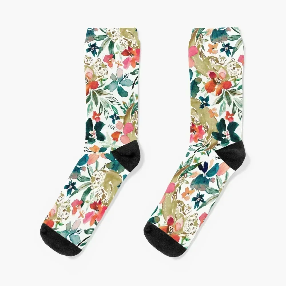 SEA OTTER PARADISE Floral Socks new in's snow cycling gifts Male Socks Women's