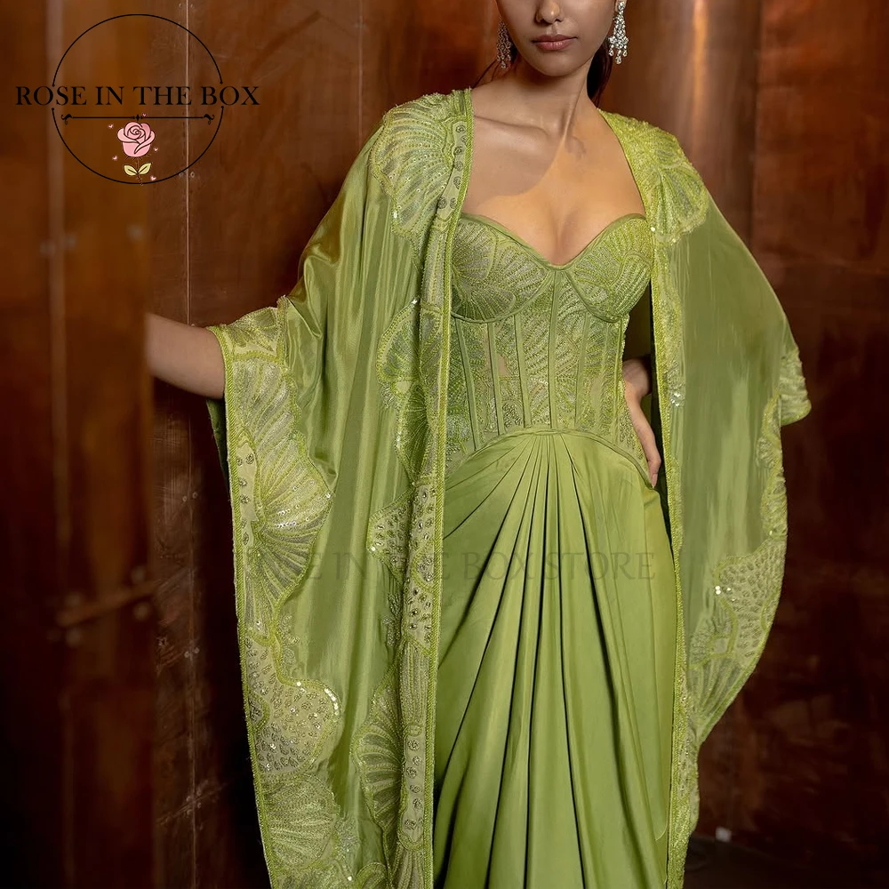 ROSEINTHEBOX personnalisé vert Lime Couture robe avec Capelet Corset robes de soirée chérie dentelle robes de soirée élégantes