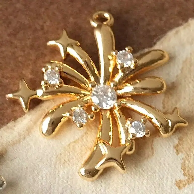 

1pcs Copper-plated Gold Starry Zircon Pendant Charms For Jewelry Making DIY Bracelet Accessories Findings