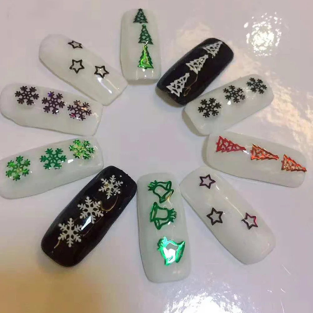 

3 Boxes Snowflake Sequin Nail Patch Patches Irregular Art Christmas White Sequins Stickers Glitter