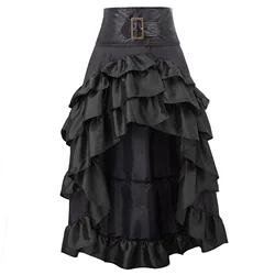 Vintage Women Pirate Skirts Ruffled Trim Gothic Irregular Corset Matching Skirts Steampunk Medieval Showgirl Party Dress