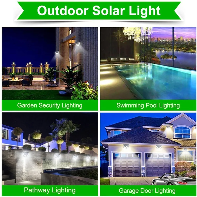 168/126/100LED Solar Street Light, PIR Motion Powered Sensor Wall Lamp Dimmable Lights Outdoor Waterproof with 3 Mode for Garden