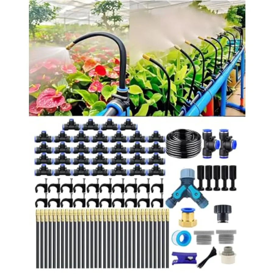Drip Irrigation Kit for Potted Plants: Copper Micro Sprinklers, 360 Adjustable, Quick-Connect Fittings, 165 FT Tubing, Ideal fo