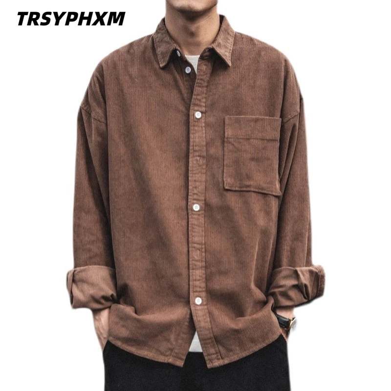 

TRSYPHXM 2024 new American retro shirt men's long sleeved spring and autumn versatile top casual men's workwear shirt jacket