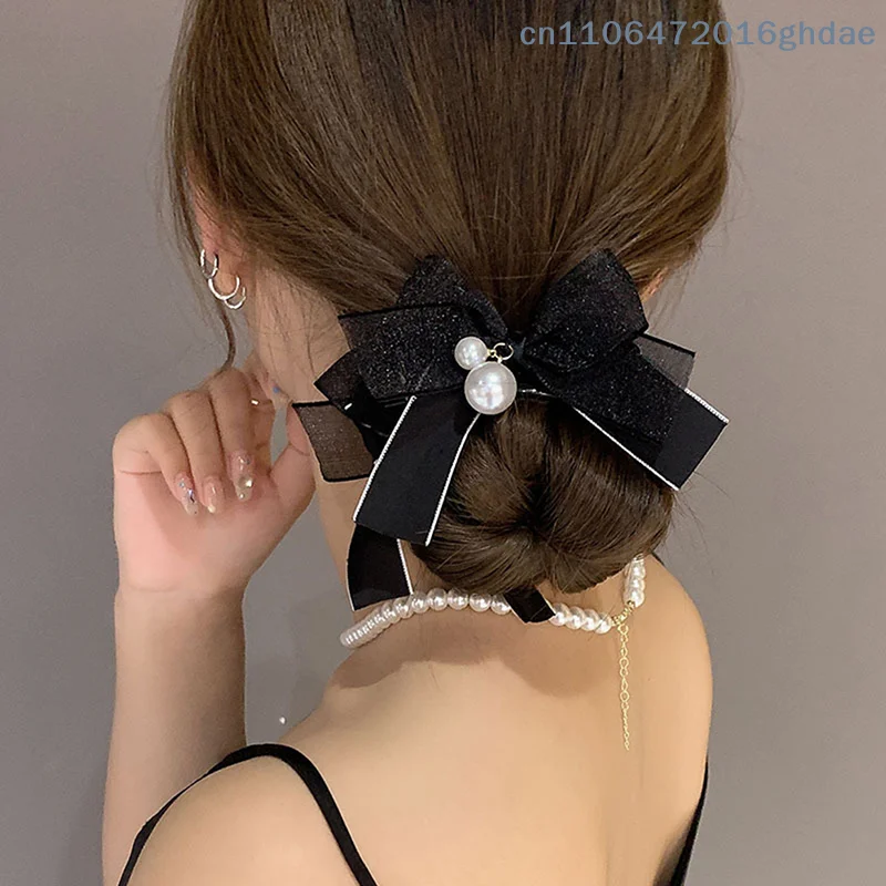 Neue Spitzen-Haarspangen mit Schleife und Perlen, Elegante Haarklammern im Koreanischen Stil für Damen und Mädchen, Modische Haaraccessoires für den Alltag