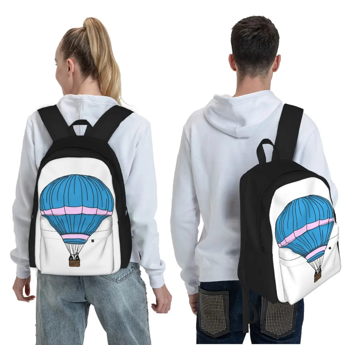 Hot Air Balloon Student Backpack School Bag Hiking Travel Daypack for Men Women Fashion Bookbag Shoulder Bags