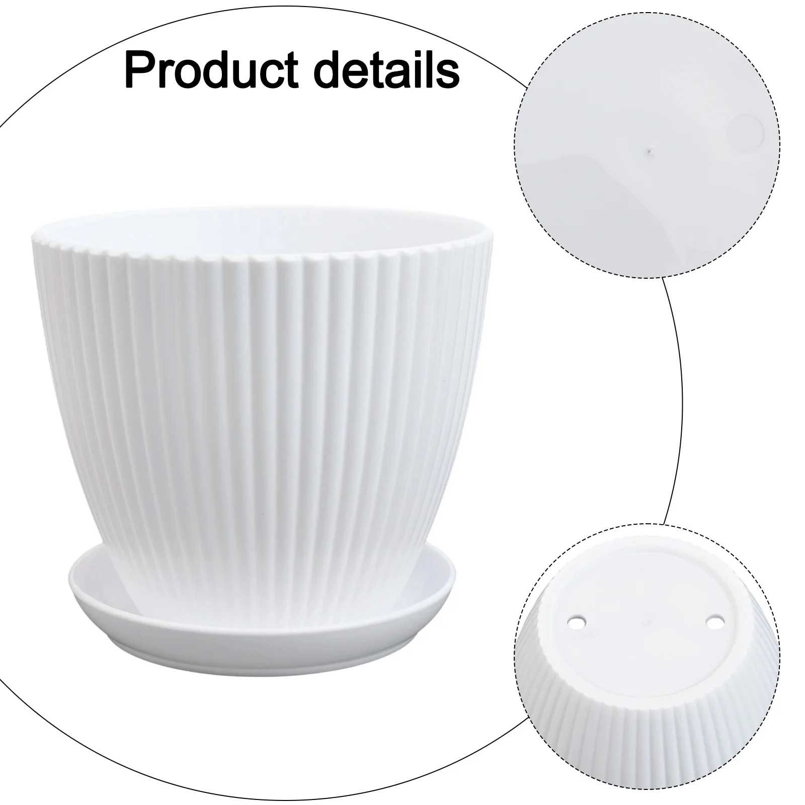 PP Material Plant Pot with Vertical Striped Pattern and Wide Opening for Healthy Root Growth and Air Circulation