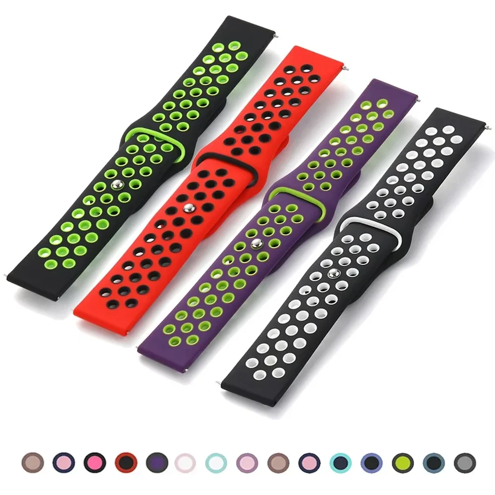 22mm 20mm watch Band for Samsung Galaxy Watch 7-FE-6-5-pro-4-Classic/active 2 Silicone sport hole bracelet Huawei GT 4-3-2 strap