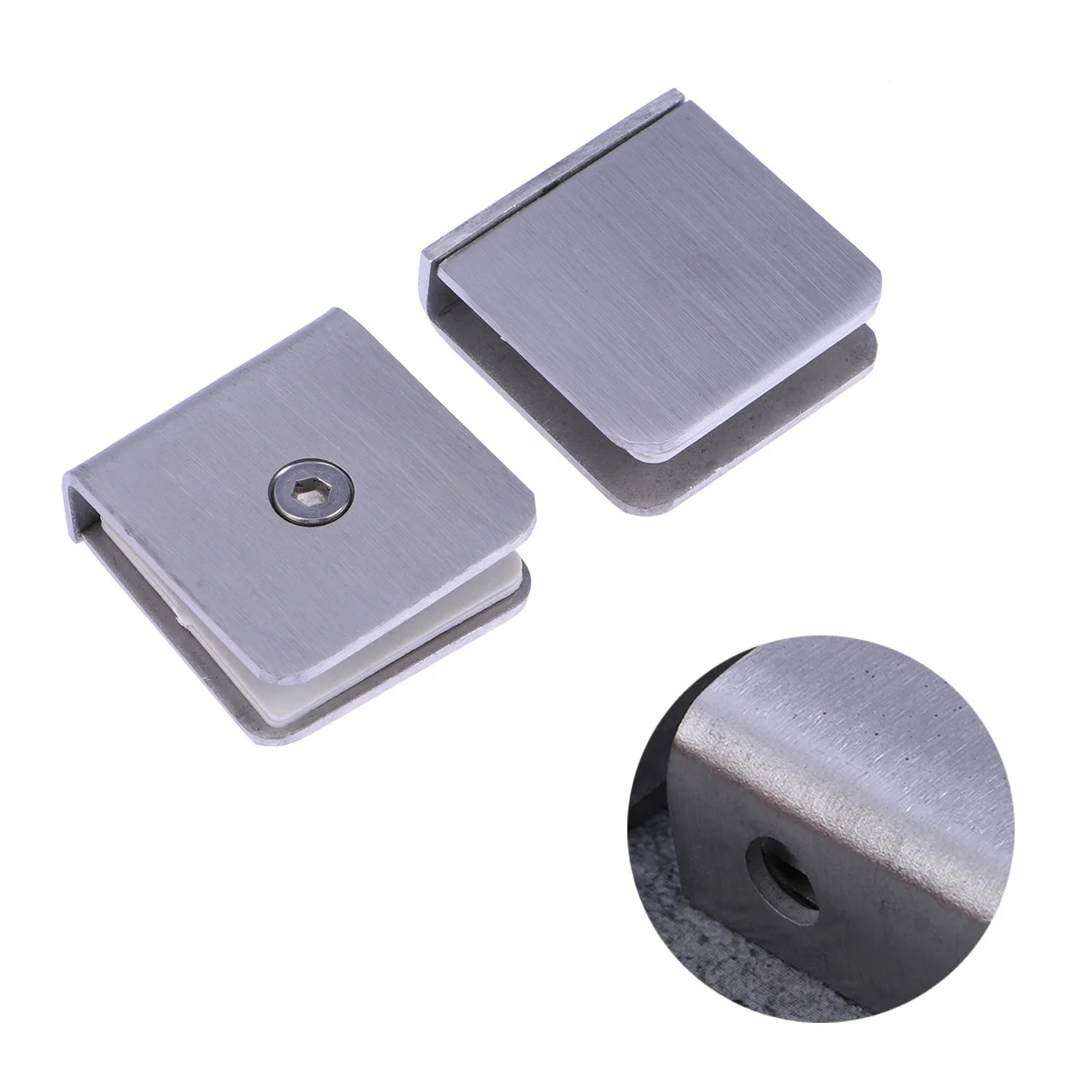 

4Pcs Stainless Steel Glass Clamp Bracket Holder Adjustable 8-12mm Thickness Bathroom Door Window Balustrade Square Satin