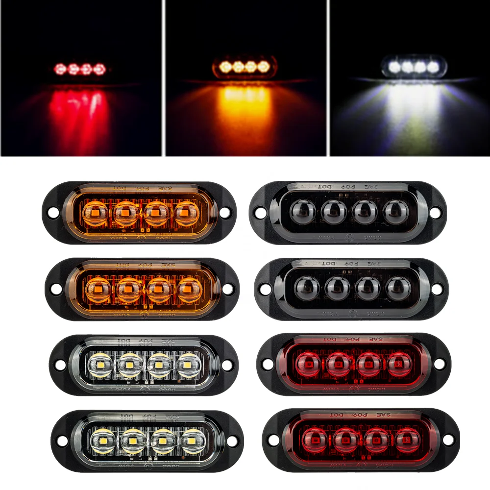 2PCS 12-24V 4LED Truck Beacon Lamp Trailer Side Marker Lamp LED Waterproof Car Warning Clearance Side Light for Lorry