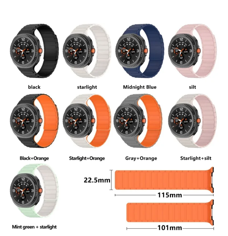 Silicone Strap For Samsung Galaxy Watch 8 40mm 44mm/8 Classic Magnetic Replacement Band For Galaxy Watch Ultra 2 Sports Bracelet