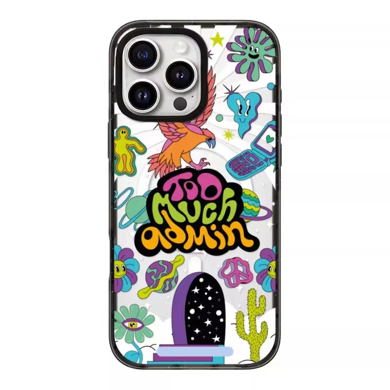 

Doodle Monster 2.0 Acrylic Black White Border Magnetic Phone Case Cover for IPhone 17 16 15 14 13 12 Pro Max Case