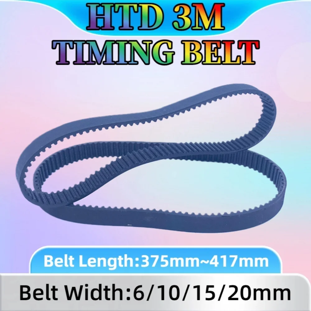 HTD 3M Timing Belt Length 375 378 381 384 387 390 393 396 399 402 405 408 411 414 417mm Belt Width 6~20mm HTD3M Closed Loop Belt