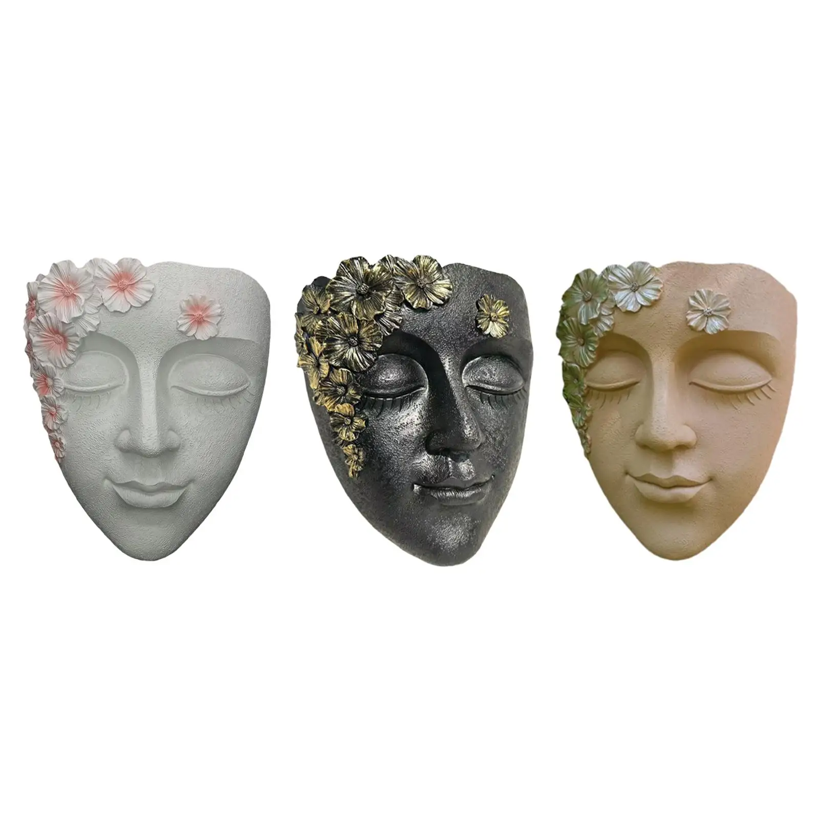 

Face Sculpture Planter Creative Resin Flower Pot for Yard Outside Garden
