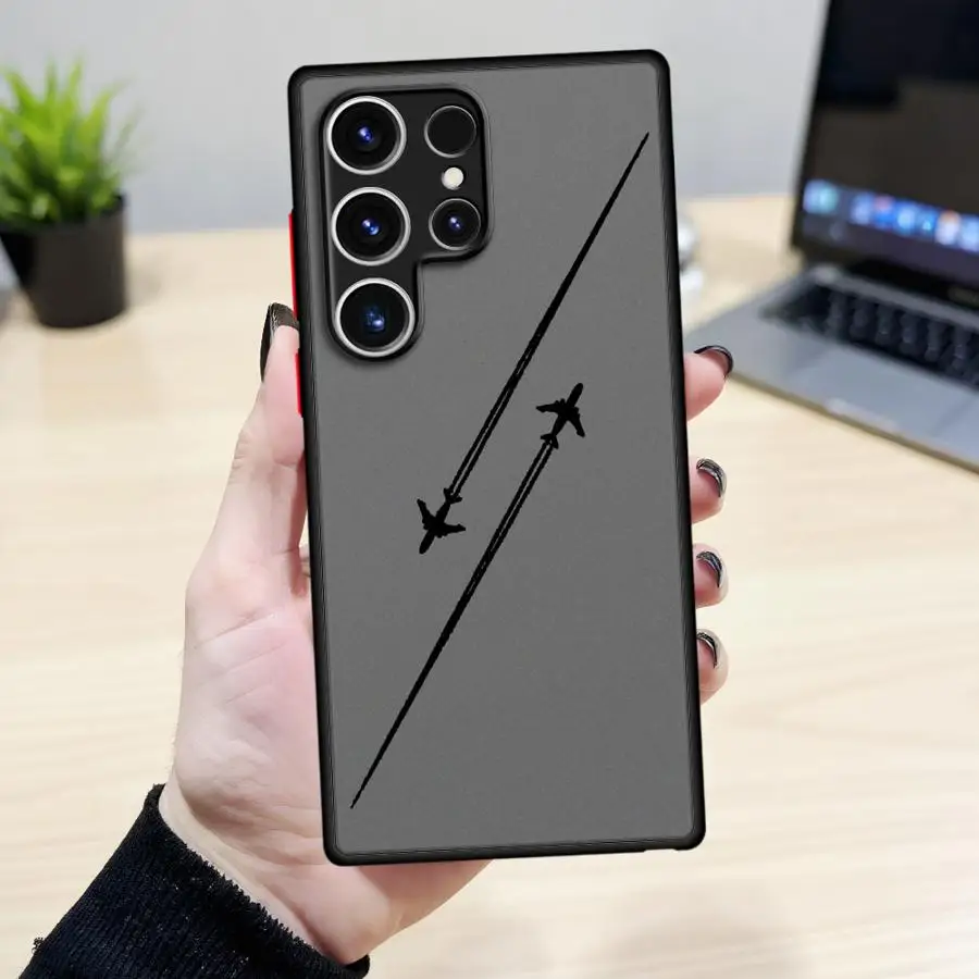 Custodia per Samsung Galaxy S9 S23 Ultra S8 S20 S24 S21 FE S25 S22 Plus Nota 20 10 Cover morbida Aereo Route Decollo