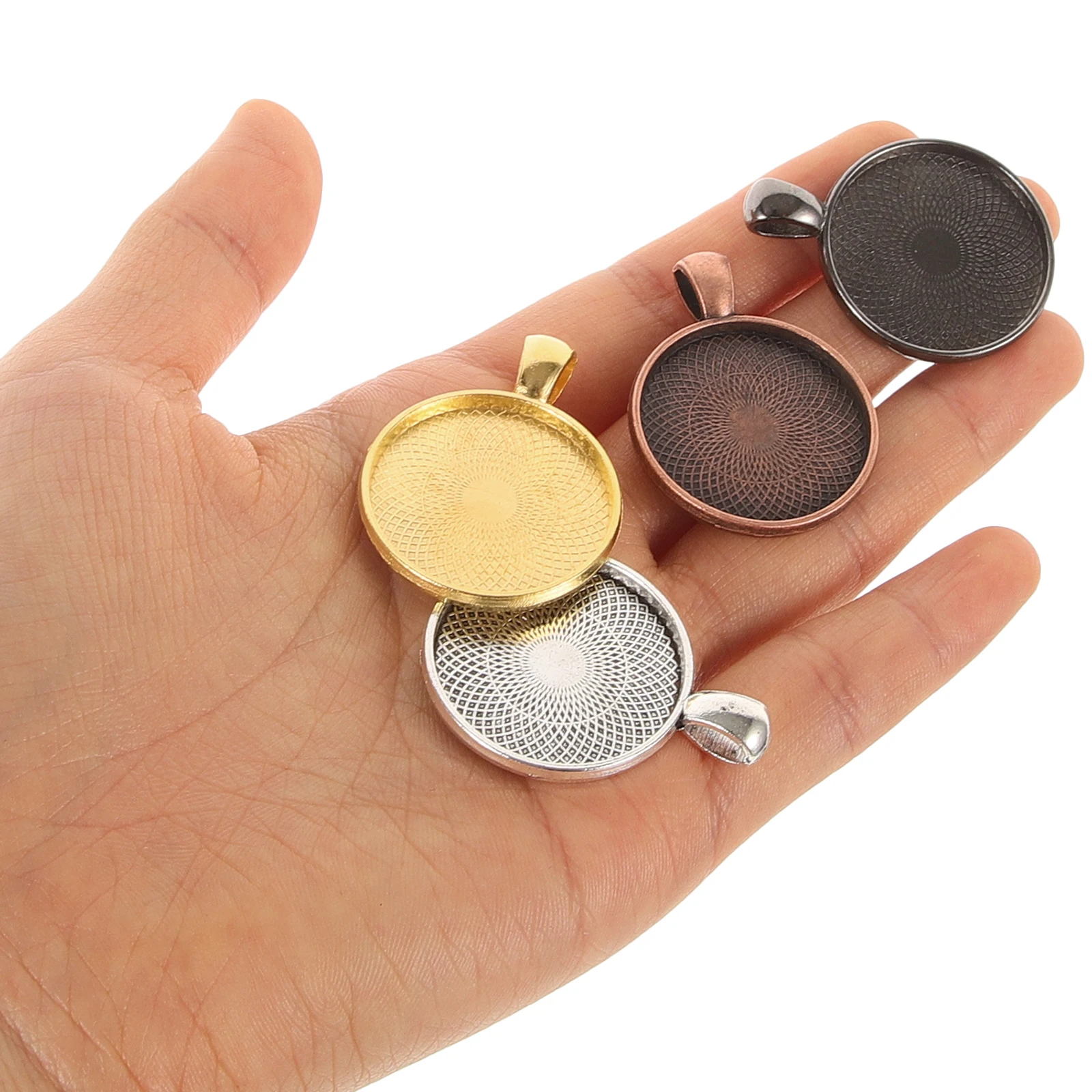 

24pcs Diy Bezel Pendant Trays Blanks Jewelry Making Accessories Zinc Alloy Durable Pendant Bases For Necklace Bracelet Crafting