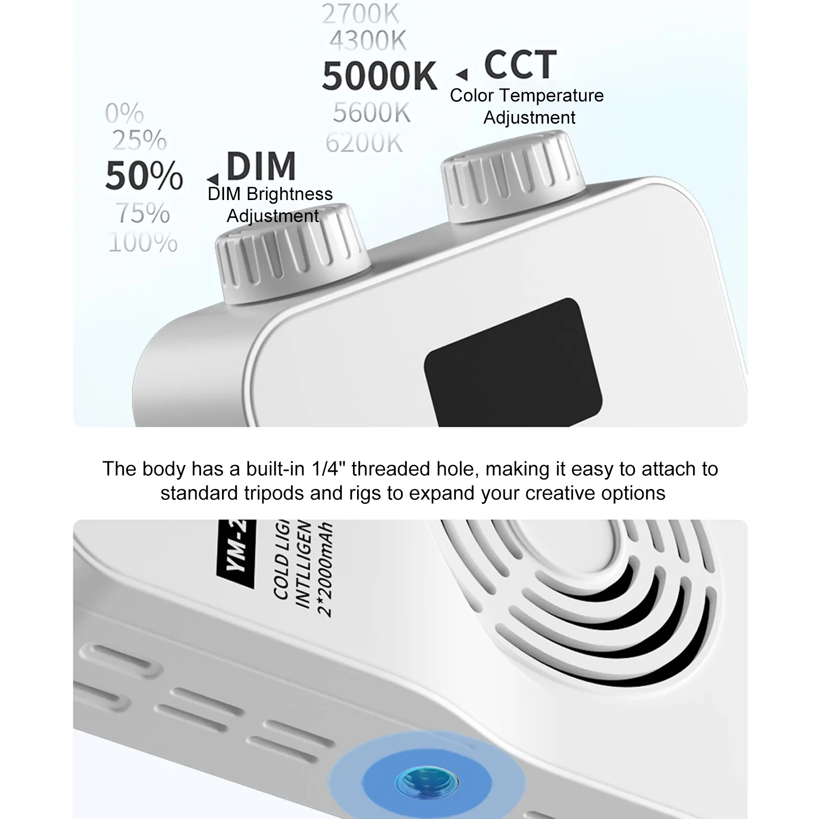 40W Portable LED Video Light 3000mAh Camera Light 3000-7000K CRI≥95 LED Photography Lighting CRI≥95 LED Photography Light