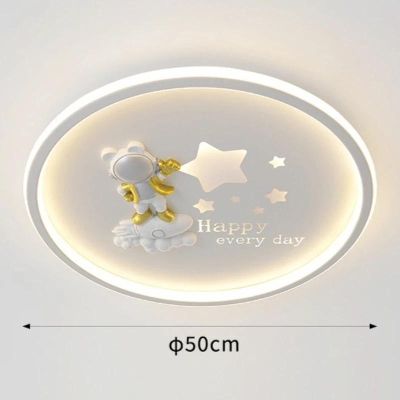 Cartoon Astronaut Space Themed Ceiling Lamp for Kids Room - Eye Protection Nursery Lighting for Boys & Girls Study Bedroom