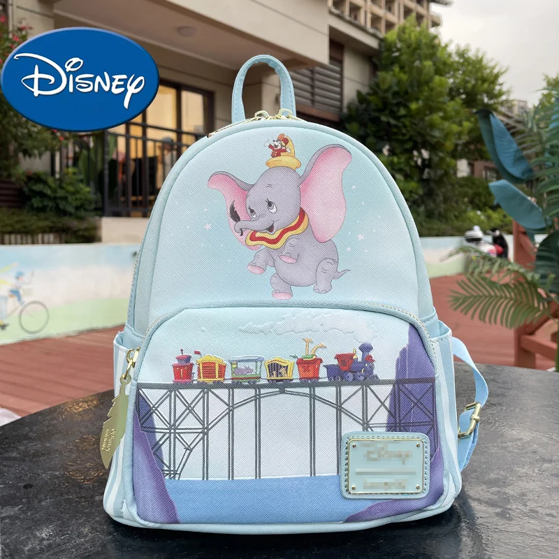 Loungefly Disney Dumbo Flying Circus Tent Womens Double Strap Shoulder Bag Faux Leather Striped Mini Backpack Kids Schoolbag