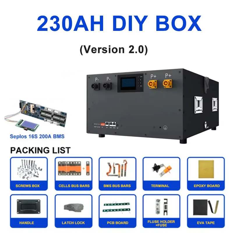 Seplos MASON 230ah DIY kits 48V 200ah 206Ah 11.7KW energy storage diy lithium lifepo4 battery cases box