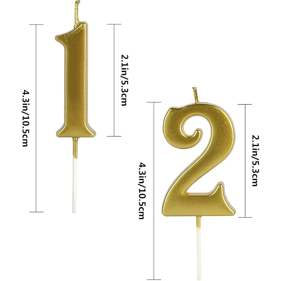 الذهب 21st 12th عيد ميلاد عدد الشموع للكعكة عدد 21 12 1 2 بريق شمعة حفلة الذكرى Ca الديكور للرجال ن أو الرجال