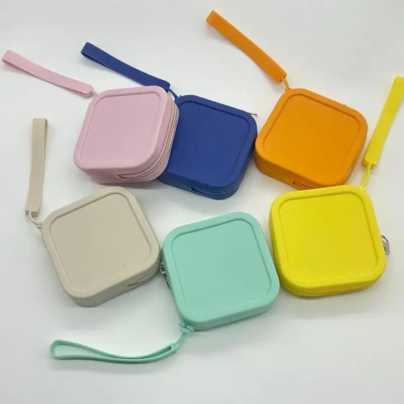 Summer 2026 Colorful Vintage Silicone Organizer Wallet Coin Purse Waterproof Zipper Earphone Bag Travel Pouch Girl Students