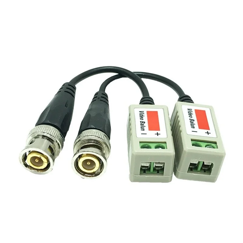 Balun vidéo BNC Cat5, 2 pièces (1 paire) torsadées, émetteur-récepteur passif pour caméra de surveillance (AHD/CVI/TVI)