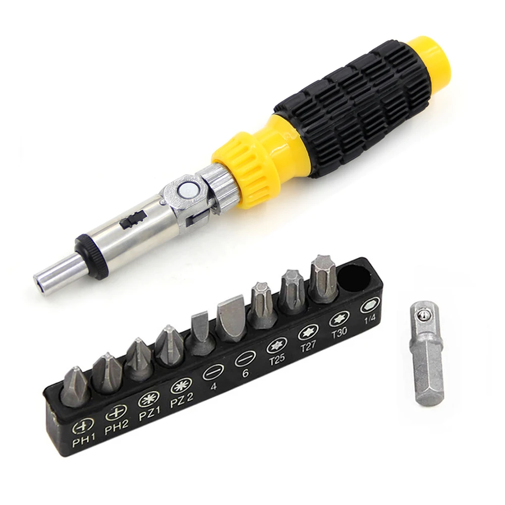 Ratchet Screwdriver Bits Adapter Handle Set Reversible HCS PH/PZ/SL/T Bit For Home Improvement Furniture Car Repairing Hand Tool