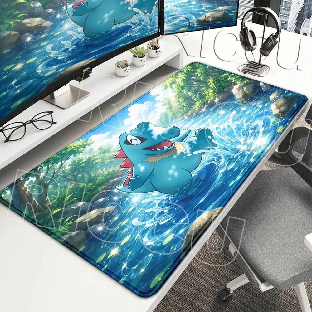 Mouse Pad Extended Rubber Computer Gaming Accessories Desk Mats P-pokemon Totodile Pad Locking Edge Gamer PC Keyboard Rubber Rug