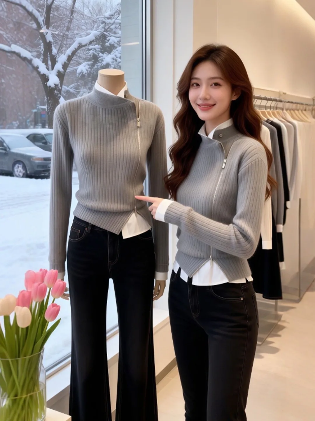 

Корейский уникальный вязаный свитер с длинными рукавами: модный дизайн, приталенный крой, новинка весенней коллекции, неповторимый стиль