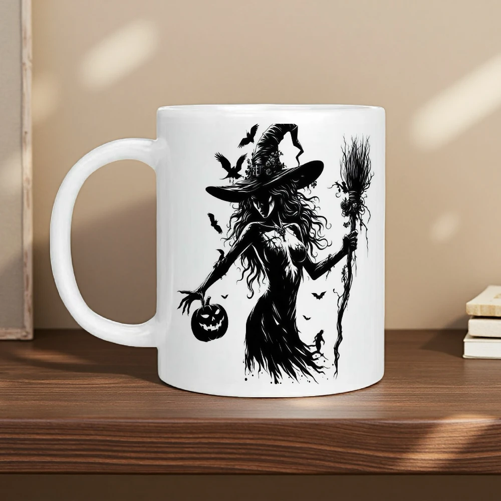 1pc Halloween witch-themed mug, machine washable, suitable for everyday use in the kitchen, office, and general office.