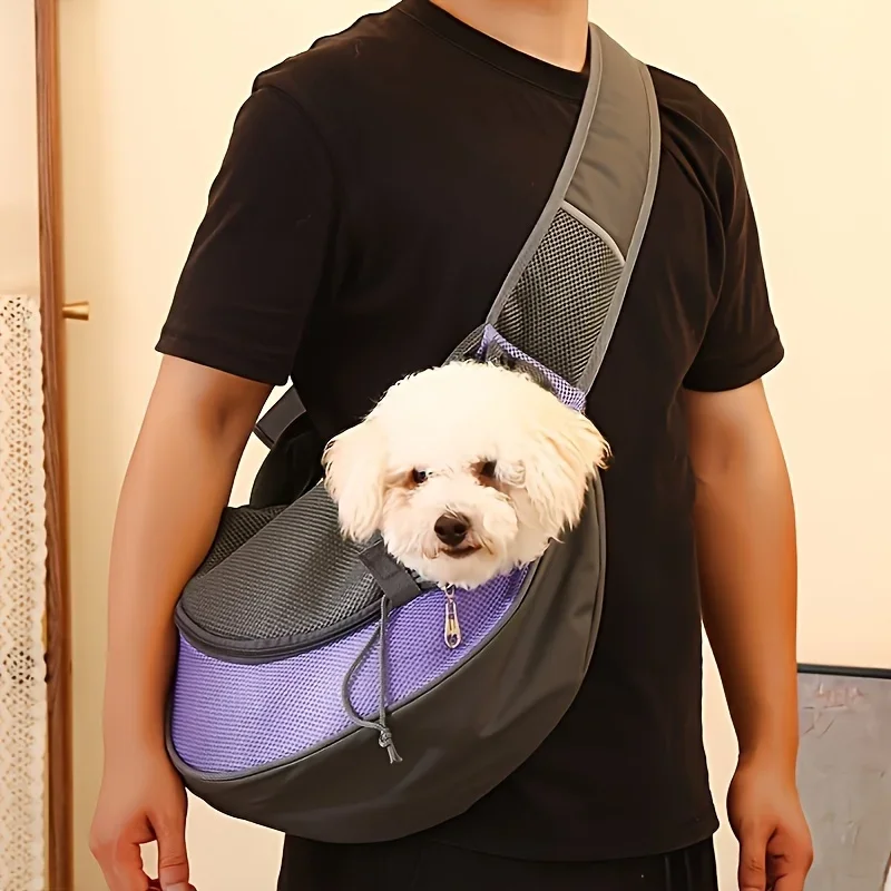 

Portable Mesh Breathable Pet Shoulder Bag, Crossbody Cat and Dog Luggage, Small Chest Backpack for Travel and Walking