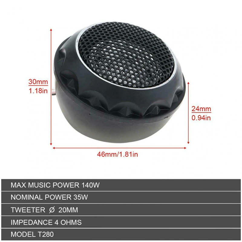 2pcs 140W Max Car Tweeters With Filter Stereo Speakers Music Soft Dome Balanced Car Tweeters Car Audio Silk Film Loud Speakers