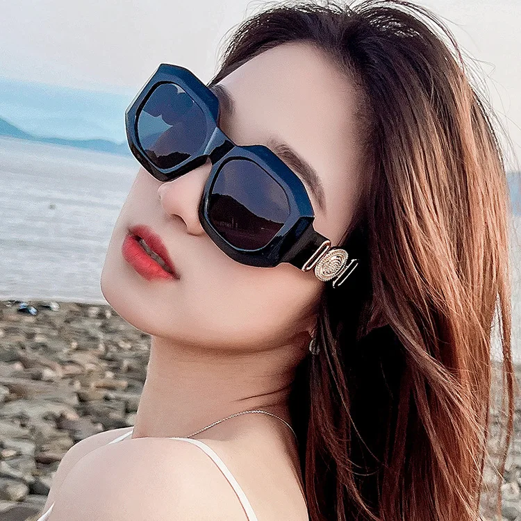 Luxus Marke Designer Vintage Übergroßen Quadratischen Sonnenbrille Frauen Männer Klassische Großen Rahmen Männliche Sonnenbrille Für Weibliche UV400 – Detail 4