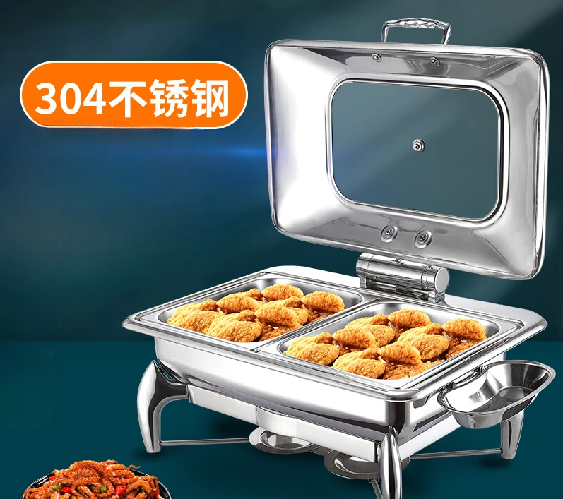 

Luxury 304 stainless steel hydraulic buffet stove, star rated hotel breakfast stove, alcohol electric heating insulation Buffet